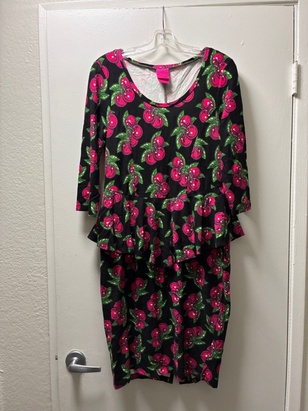 Betsy Johnson torrid Black Dress with Hot Pink Cherry Print